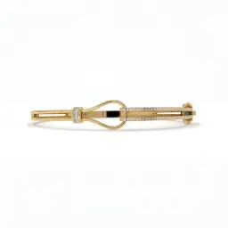 Architectural Diamond Accent Designer Bangle  (Lab Grown, 18K YELLOW GOLD, 2-2 (2 2/16"))