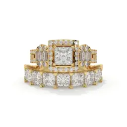 Regal Brilliance Princess-Cut Ring Set  (LAB GROWN, 18K YELLOW GOLD)
