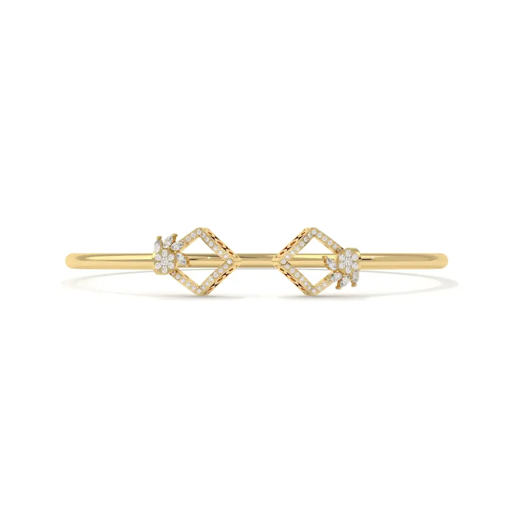 Geometric Diamond Open Cuff Bangle 