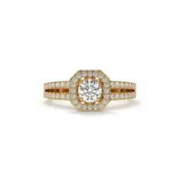 Radiant Halo Split Shank Diamond Ring (LAB GROWN, 18K YELLOW GOLD)