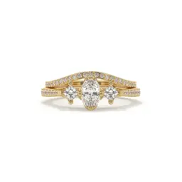 Three Stone Oval Diamond Bridal Set (LAB GROWN, 18K YELLOW GOLD)