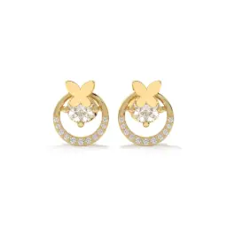 Butterfly Halo Diamond Studs  (LAB GROWN, 18K YELLOW GOLD)
