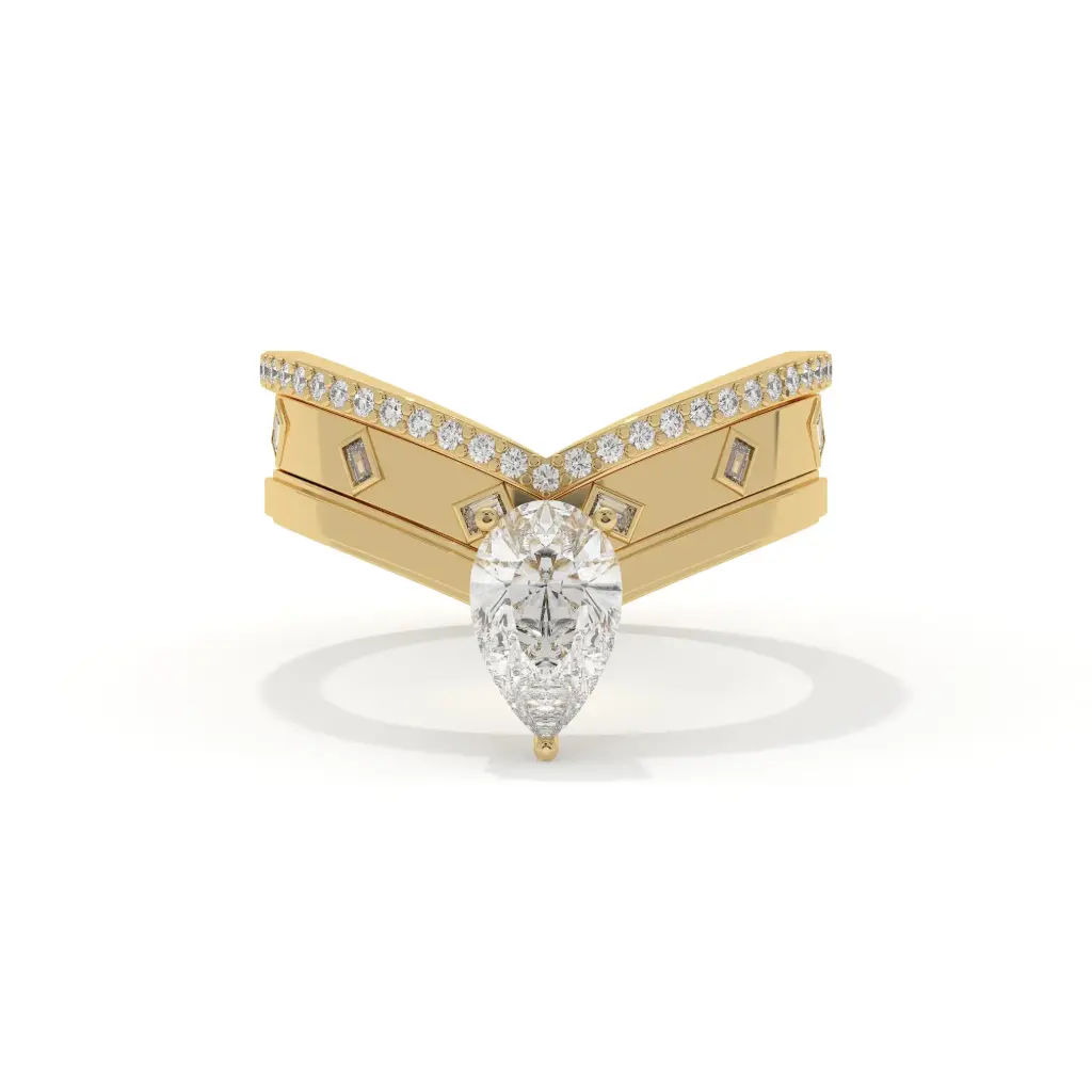 Pear Grace Chevron Ring Set 