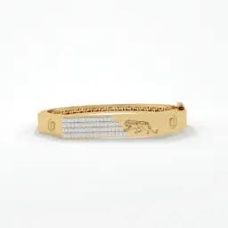 Panther Motif Diamond-Embellished Men's Bracelet 