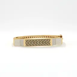 Full Greek Key Diamond-Studded Men's Bracelet 